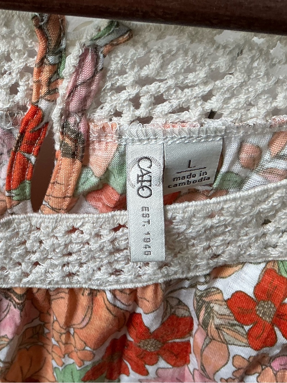 Cato Floral Crochet Tank Top Sz L Boho Sleeveless Blouse - Picture 4 of 9